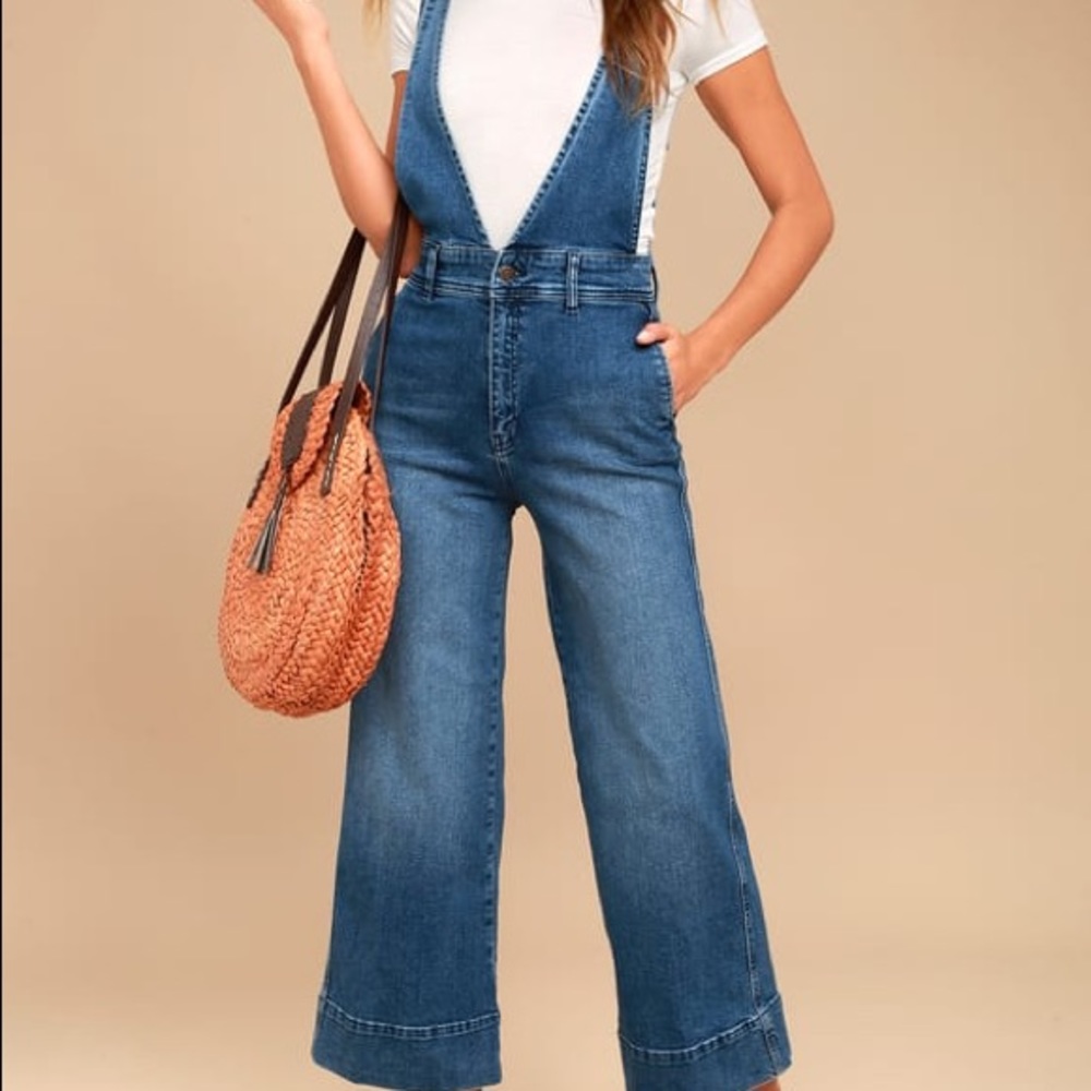free people wide leg overalls
